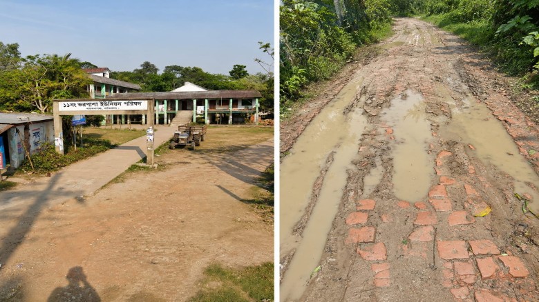 বাকেরগঞ্জে খানাখন্দে ভরা ভরপাশা ইউনিয়নের  বিভিন্ন  সড়ক জনদুর